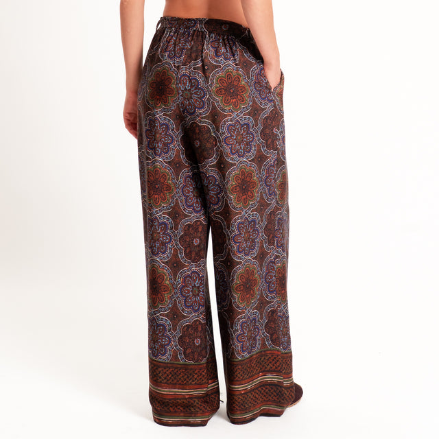 Wu'side-Pantalone fantasia arabesque - marrone/blu/militare
