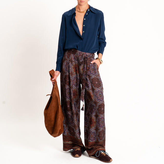 Wu'side-Pantalone fantasia arabesque - marrone/blu/militare