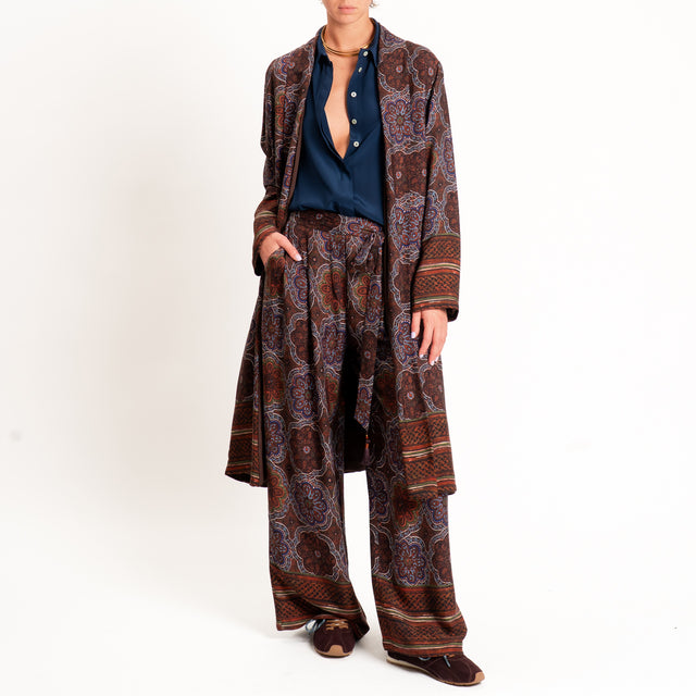 Wu'side-Pantalone fantasia arabesque - marrone/blu/militare