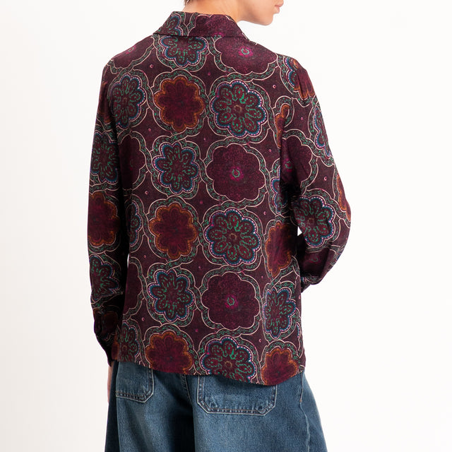 Wu'side-Camicia fantasia arabesque - amarena/verde/rosa