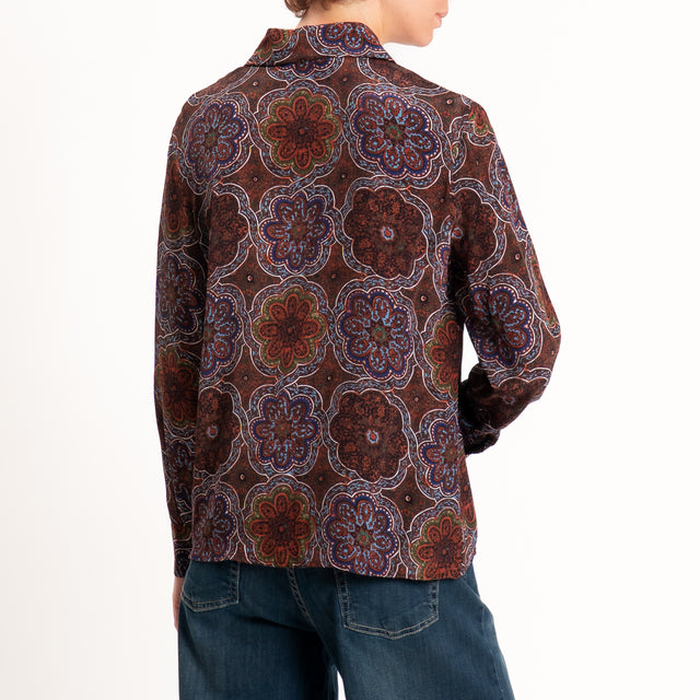 Wu'side-Camicia fantasia arabesque - marrone/blu/militare