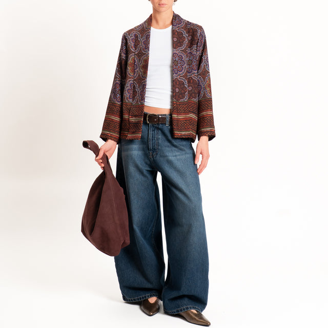 Wu'side-Kimono fantasia arabesque - marrone/blu/militare