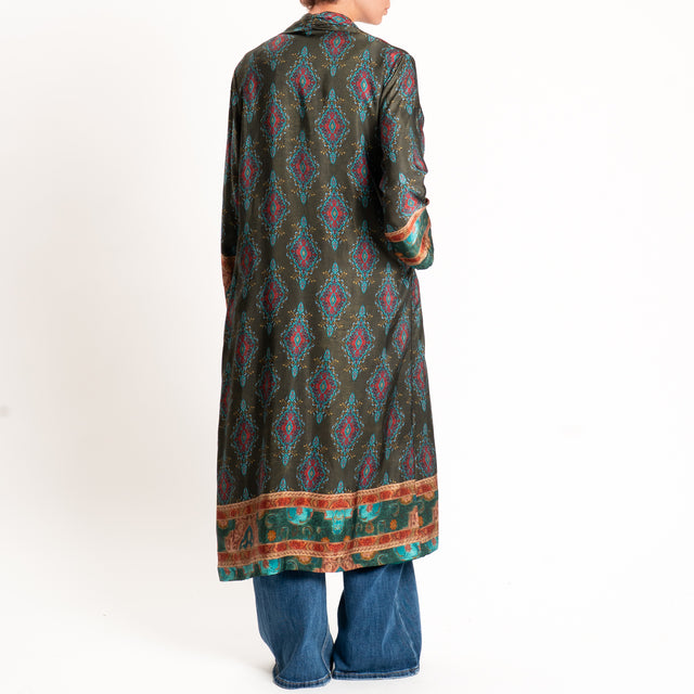 Wu'side-Kimono lungo fantasia paisley - militare/india