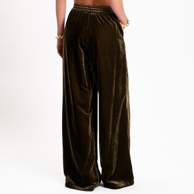 Wu'side-Pantalone velluto ciniglia con elastico - olio