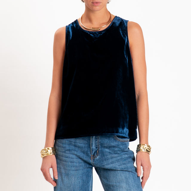 Wu'side-Top velluto ciniglia - blu