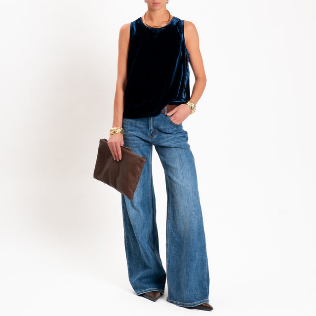 Wu'side-Top velluto ciniglia - blu