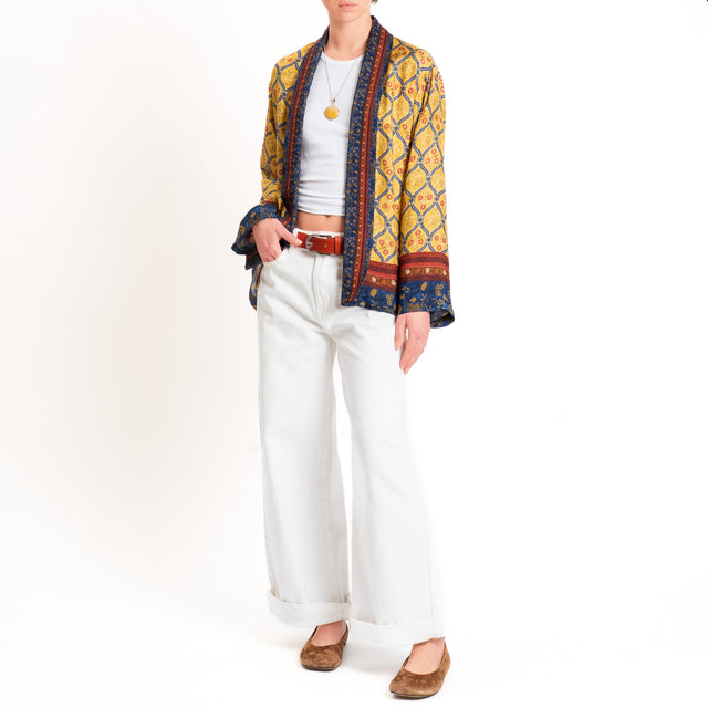 Wu'side-Kimono fantasia - senape/blu/india