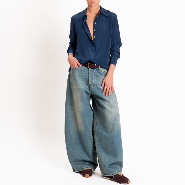 Wu'side-Camicia in viscosa - blu