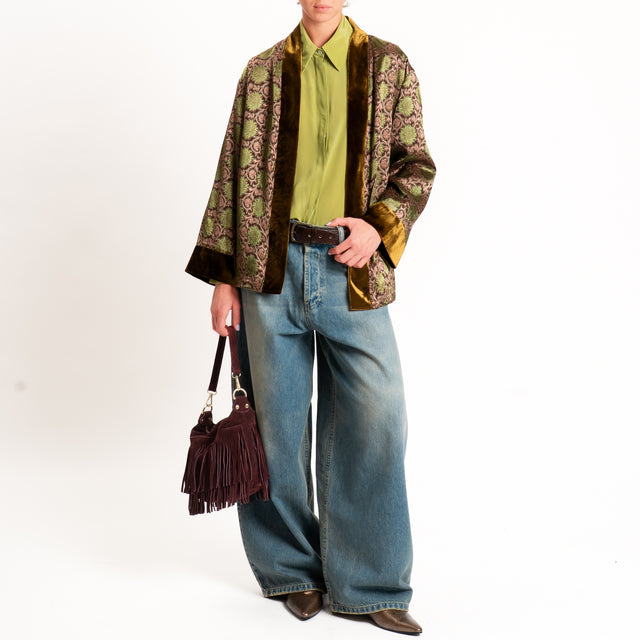 Wu'side-Camicia in viscosa - oliva