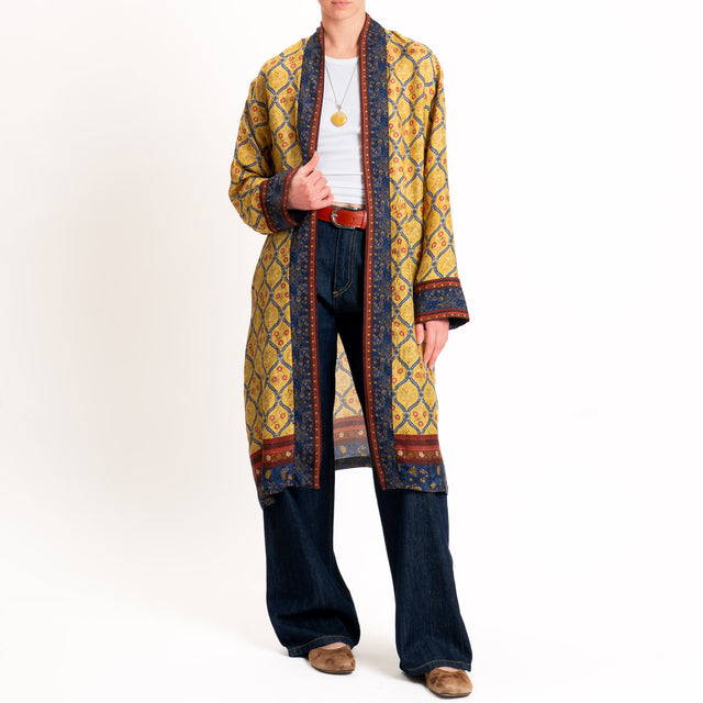 Wu'side-Kimono lungo fantasia - senape/blu/india