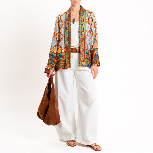 Wu'side-Kimono corto fantasia - coccio/avio/orange