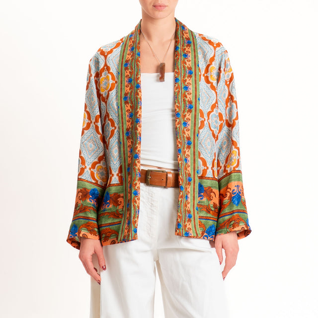 Wu'side-Kimono corto fantasia - coccio/avio/orange