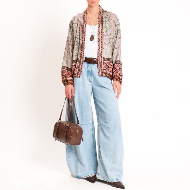 Wu'side-Kimono bomber fantasia floreale con tasche - grigio/india