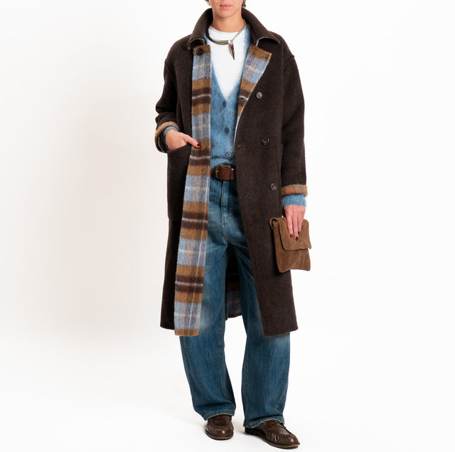Wu'side-Cappotto DOUBLE FACE lana/alpaca - marrone/cielo