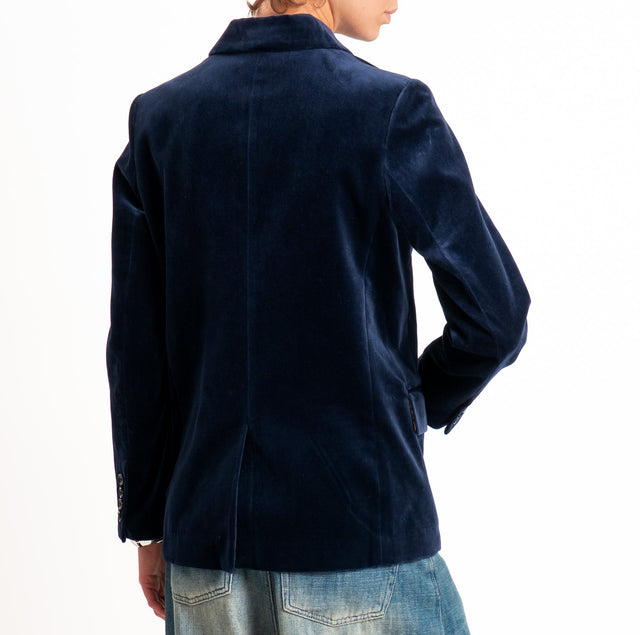 Wu'side-Giacca doppiopetto velluto ciniglia - Blu