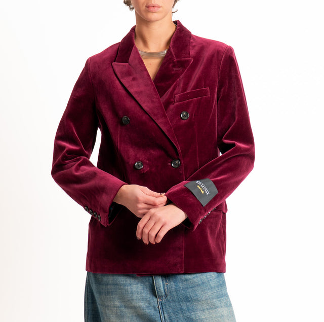 Wu'side-Giacca doppiopetto velluto ciniglia - Bordeaux