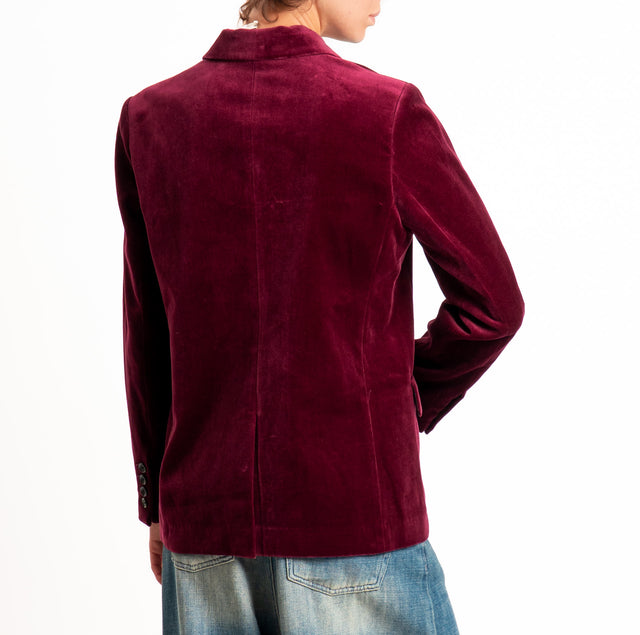 Wu'side-Giacca doppiopetto velluto ciniglia - Bordeaux
