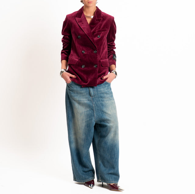 Wu'side-Giacca doppiopetto velluto ciniglia - Bordeaux