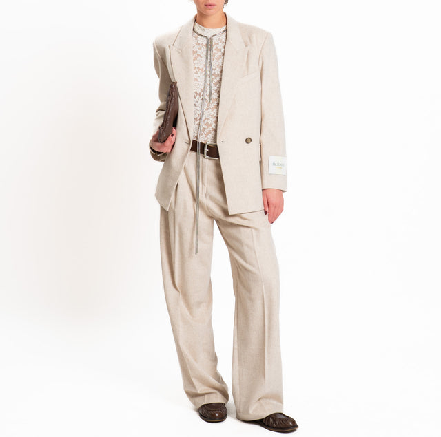 Wu'side-Double-breasted wool/cashmere jacket - ivory