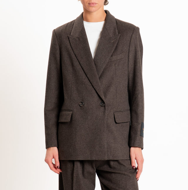 Wu'side-Double-breasted wool/cashmere jacket - dark brown