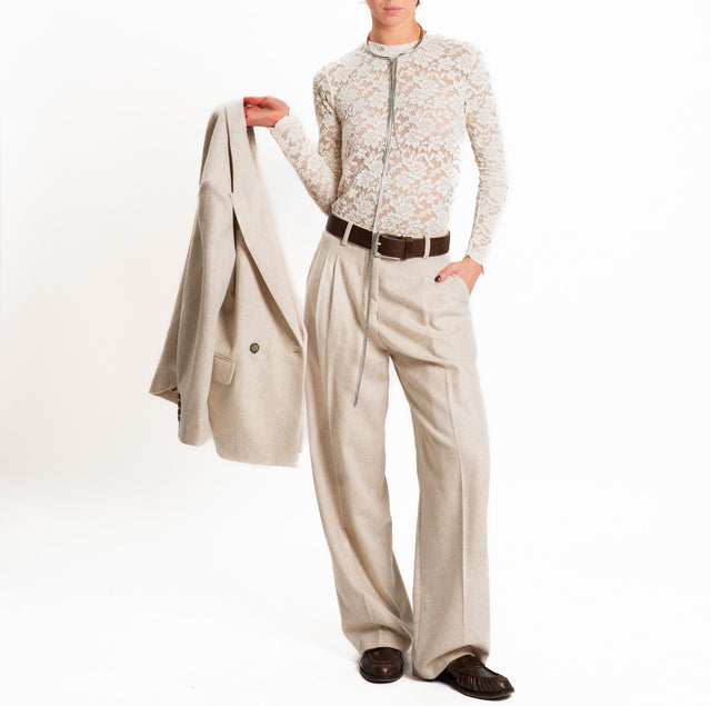 Wu'side-Pleated wool/cashmere trousers - ivory