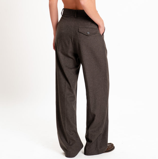 Wu'side-Pantalone con pinces lana/cashmere - moro