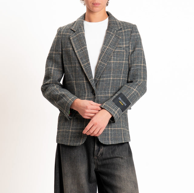 Wu'side-Giacca scozzese 100% lana - grigio/nero