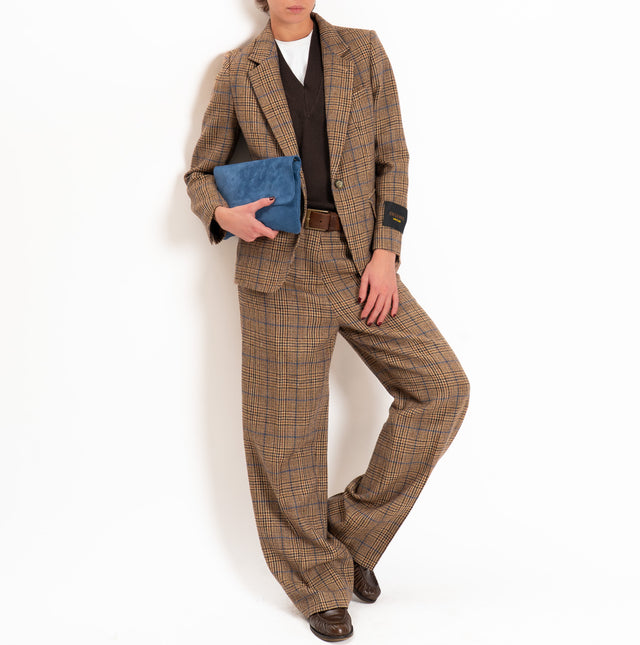 Wu'side-Pantalone scozzese 100% lana - camel/moro