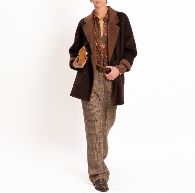 Wu'side-Pantalone scozzese 100% lana - camel/moro