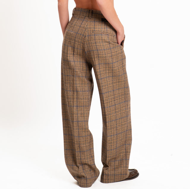 Wu'side-Pantalone scozzese 100% lana - camel/moro