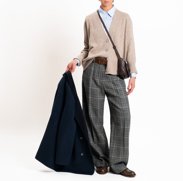 Wu'side-Pantalone scozzese 100% lana - grigio/nero