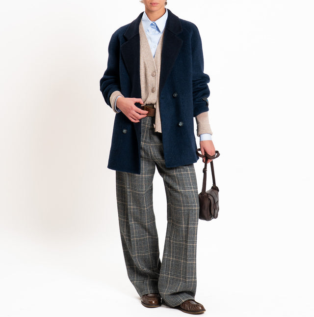 Wu'side-Pantalone scozzese 100% lana - grigio/nero