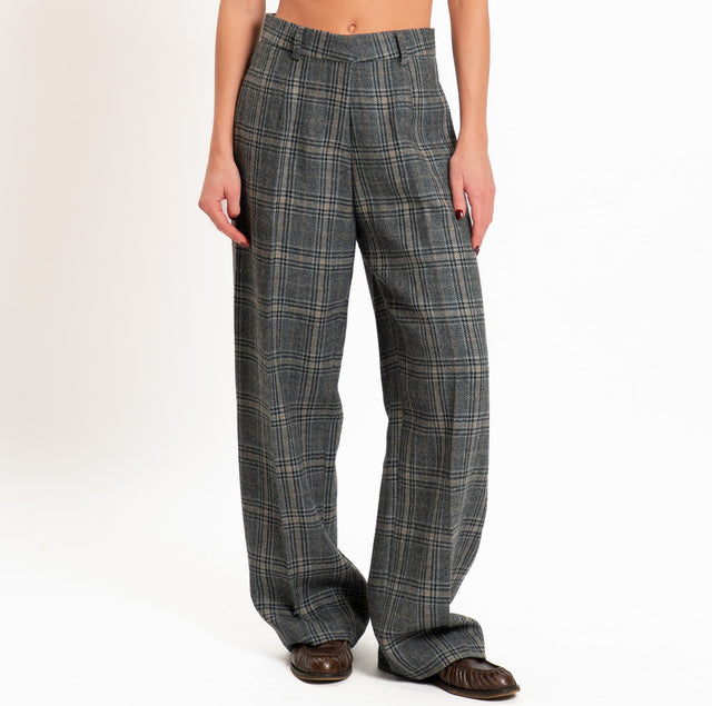 Wu'side-Pantalone scozzese 100% lana - grigio/nero