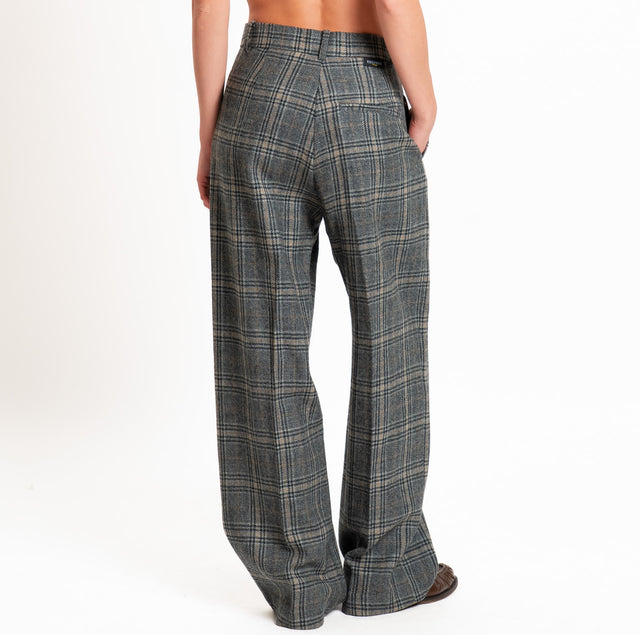Wu'side-Pantalone scozzese 100% lana - grigio/nero