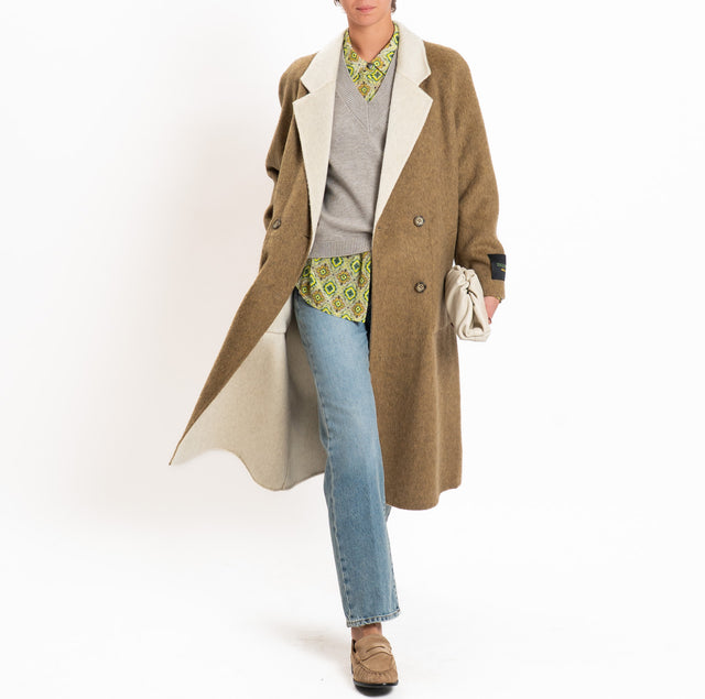Wu'side-Cappotto lungo DOUBLE FACE 100% lana - beige/avorio
