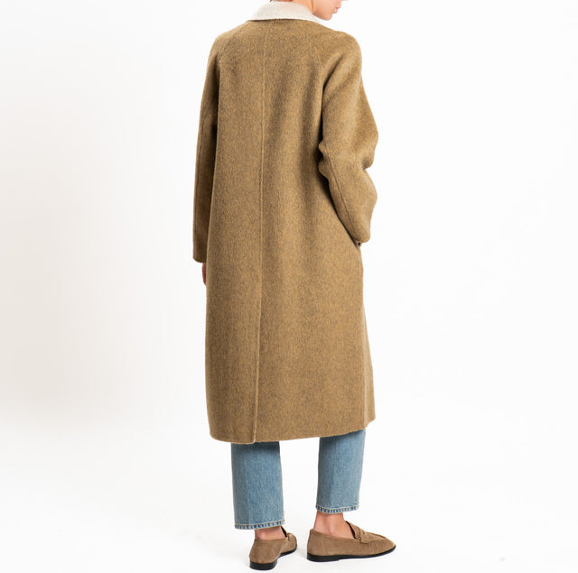 Wu'side-Cappotto lungo DOUBLE FACE 100% lana - beige/avorio