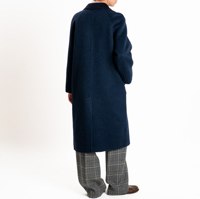 Wu'side-Cappotto lungo DOUBLE FACE 100% lana - blu/blu
