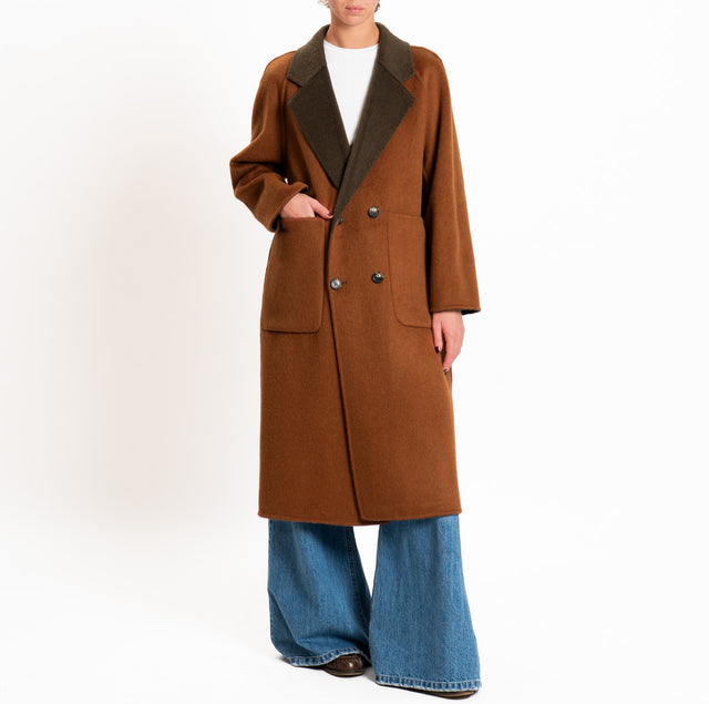 Wu'side-Cappotto lungo DOUBLE FACE 100% lana - militare/coccio