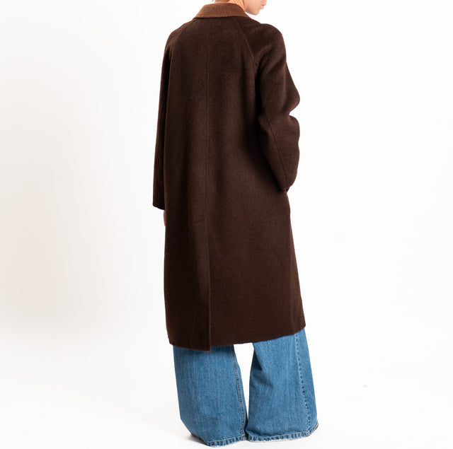 Wu'side-Cappotto lungo DOUBLE FACE 100% lana - moro/choco