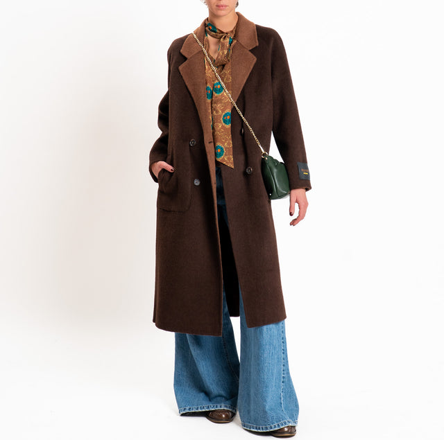 Wu'side-Cappotto lungo DOUBLE FACE 100% lana - moro/choco