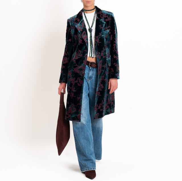 Wu'side-Cappotto devoré spacco dietro - bordeaux/verde