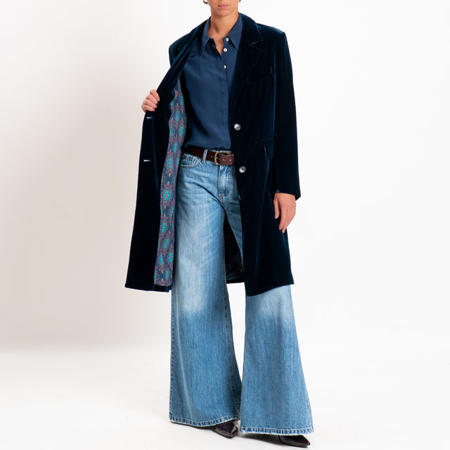 Wu'side-Cappotto velluto ciniglia - blu