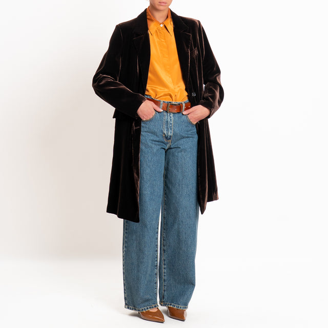 Wu'side-Cappotto velluto ciniglia - moro