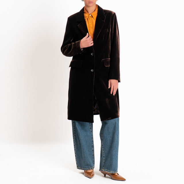 Wu'side-Cappotto velluto ciniglia - moro
