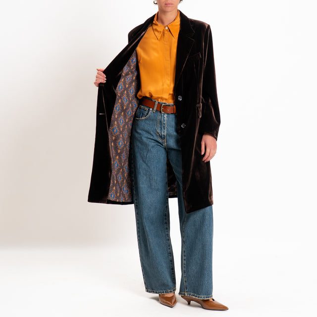 Wu'side-Cappotto velluto ciniglia - moro