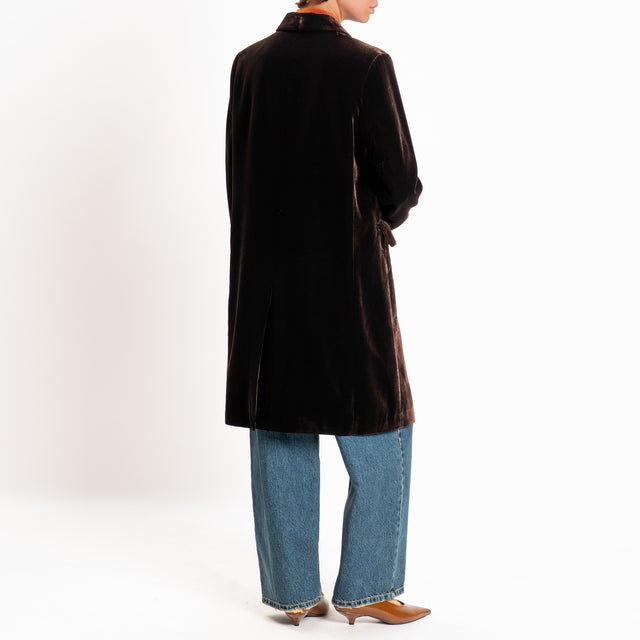 Wu'side-Cappotto velluto ciniglia - moro