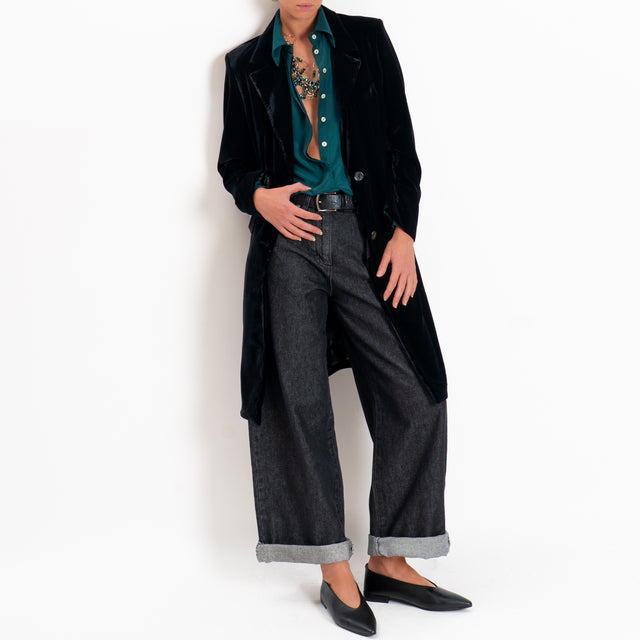 Wu'side-Cappotto velluto ciniglia - nero