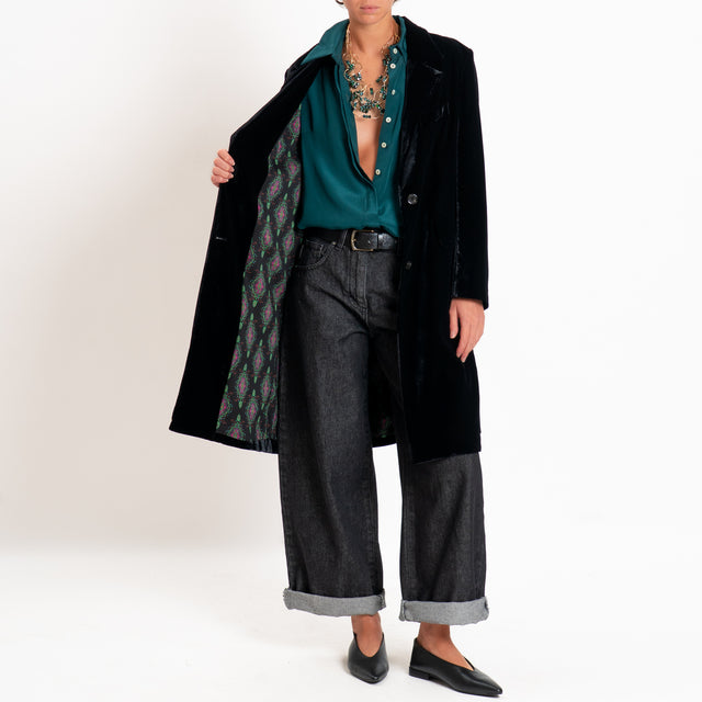 Wu'side-Cappotto velluto ciniglia - nero