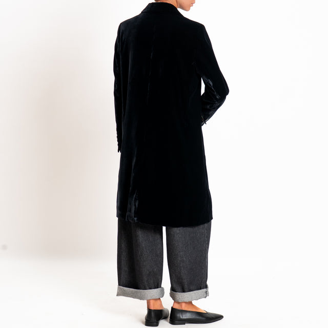 Wu'side-Cappotto velluto ciniglia - nero