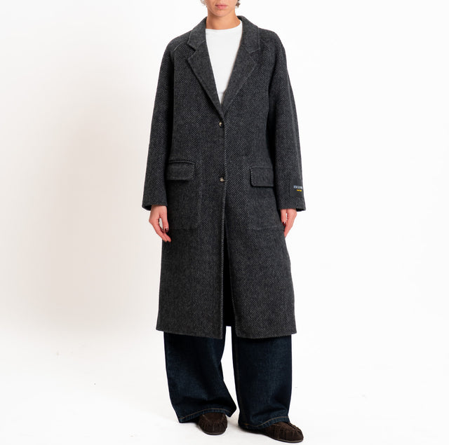 Wu'side-Cappotto DOUBLE FACE misto lana - antracite